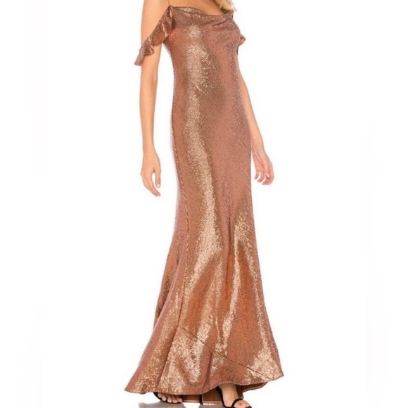 Rachel Zoe rose gold sequin evening gown - size 6 - Picture 3 of 5